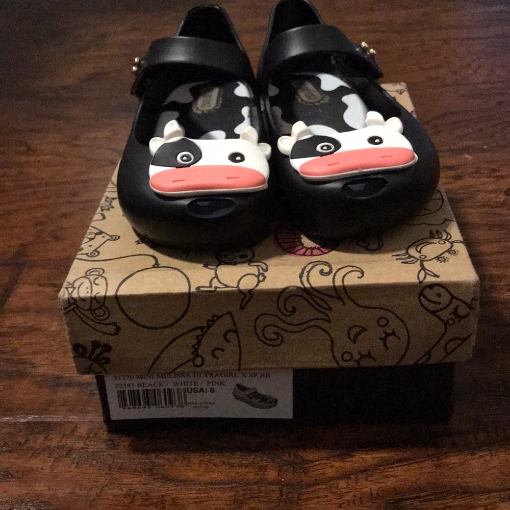 Mini Melissa cow shoes Sz. 8